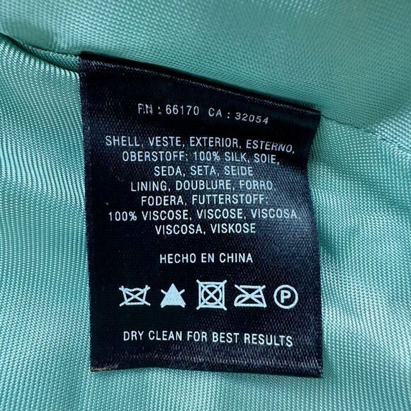 HD in Paris Anthropologie Geometric Print Pleated Silk Teal Skirt Size 12P Pocke - Picture 8 of 8